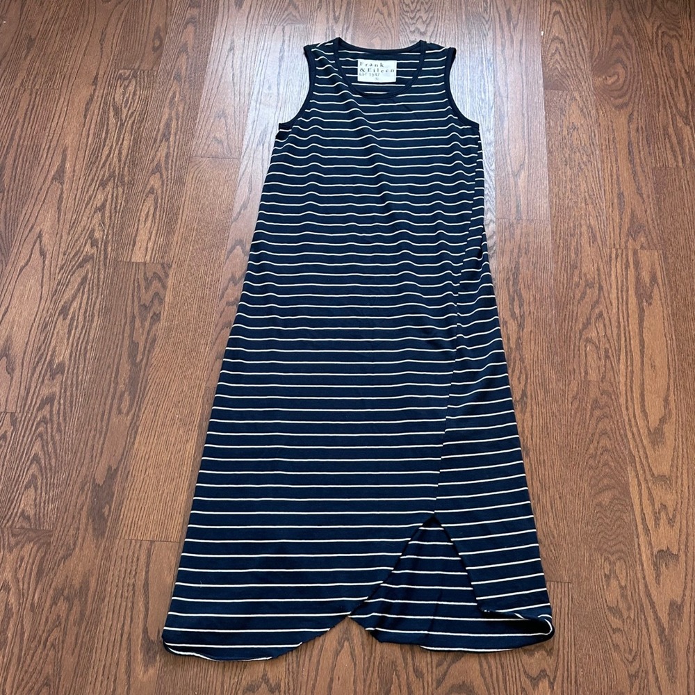 Frank & Eileen Tee Lab Navy White Striped Cotton Maxi Dress LAB421EJ Small